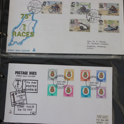 Isle of Man First Day Cover Album – 80 Covers (1973–1980) – Historical & TT Race Issues