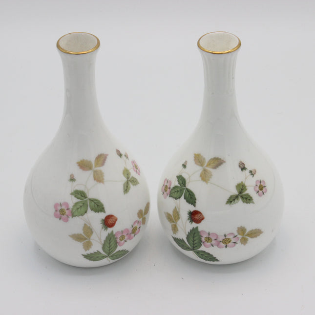 Pair of Wedgwood Wild Strawberry Vases – Bone China