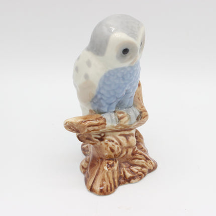 Pale Blue & White Owl on Branch Ornament – 12cm