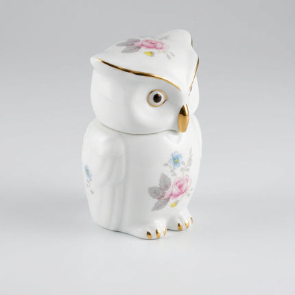 Floral Owl Trinket Box with Lift-Off Lid – 10 cm