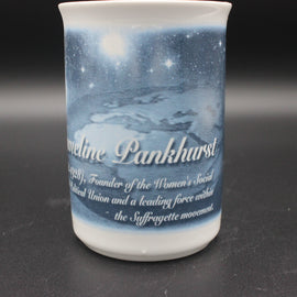 Ceramic mug with a design and Parkhurst text on a dark background