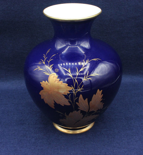 Vintage Royal Porzellan KPM Bavaria Germany Cobalt Blue and Gold Vase