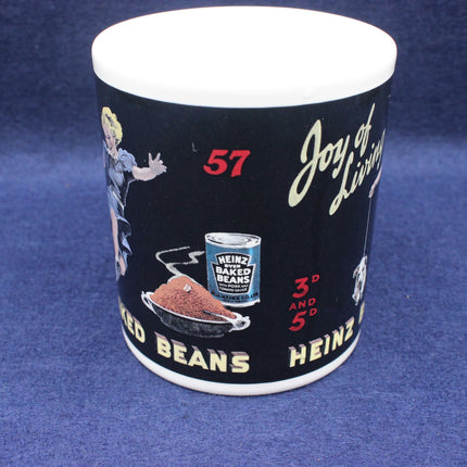 Mug with Heinz baked beans design on a blue background