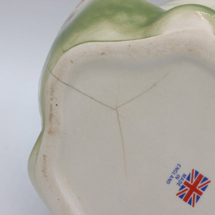 Set of 3 Vintage Swan Planters – Green & Cream Floral Ceramic