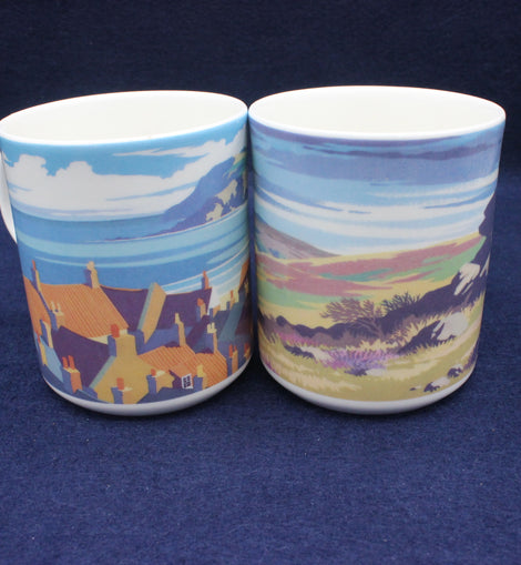 Pair of Vintage Collectors Yorkshire Landscapes Mugs