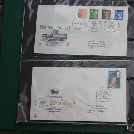 80 British First Day Covers – Early–Mid 1980s in New Thames Album
