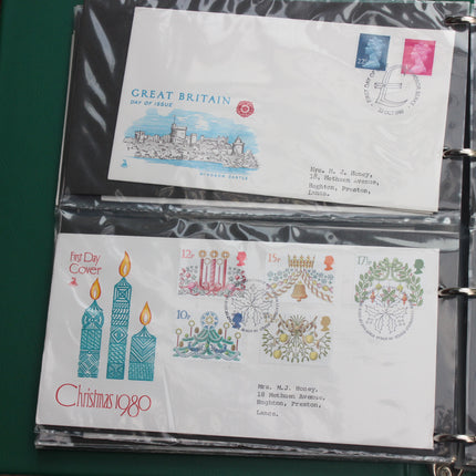 80 British First Day Covers – Early–Mid 1980s in New Thames Album