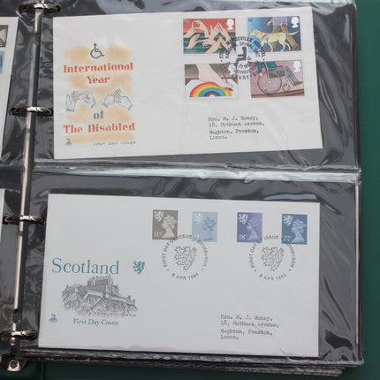 80 British First Day Covers – Early–Mid 1980s in New Thames Album