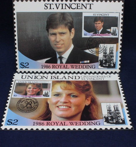 Printed Stamped Postcard Set 1986 Royal Wedding Prince Andrew Sarah Ferguson