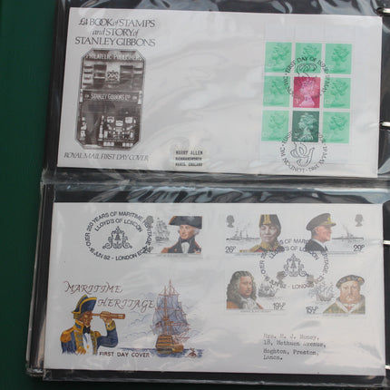 80 British First Day Covers – Early–Mid 1980s in New Thames Album