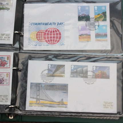 80 British First Day Covers – Early–Mid 1980s in New Thames Album