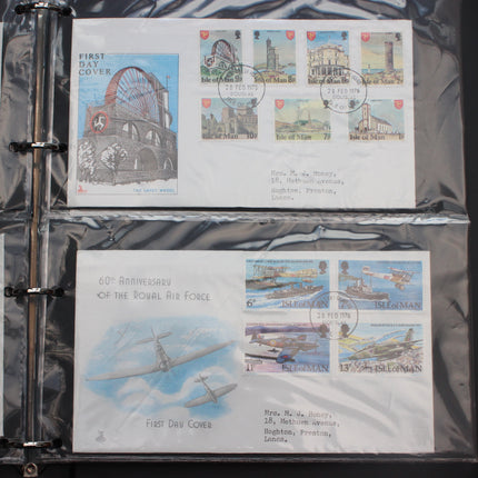 84 Isle of Man First Day Covers 1973–1985 in Black Thames Album