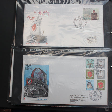 84 Isle of Man First Day Covers 1973–1985 in Black Thames Album