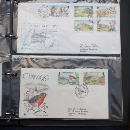 84 Isle of Man First Day Covers 1973–1985 in Black Thames Album