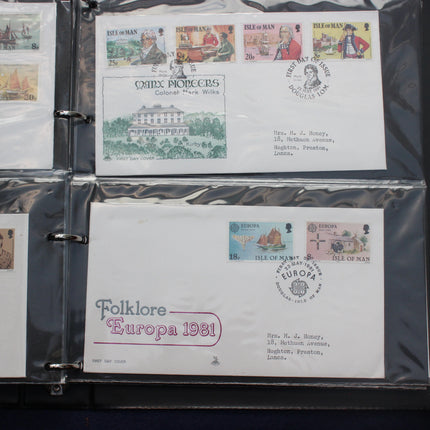 84 Isle of Man First Day Covers 1973–1985 in Black Thames Album
