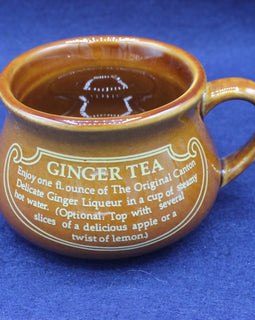 Pair of Vintage Canton Ginger Liqueur Shallow Mugs With Recipe