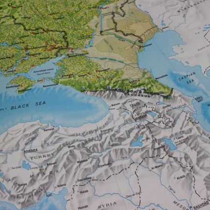 Map of the Caucasus region with Black Sea and surrounding areas.