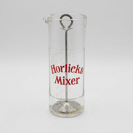 Vintage Horlicks Mixer Glass with Metal Plunger Stirrer, 15cm