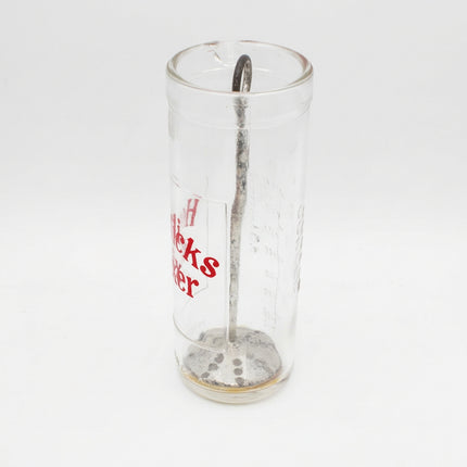 Vintage Horlicks Mixer Glass with Metal Plunger Stirrer, 15cm