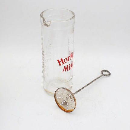 Vintage Horlicks Mixer Glass with Metal Plunger Stirrer, 15cm