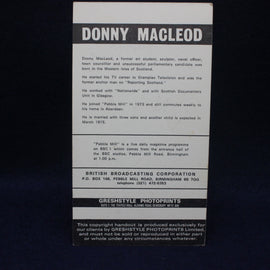 Donny Macleod Autographed Photoprint 1970's