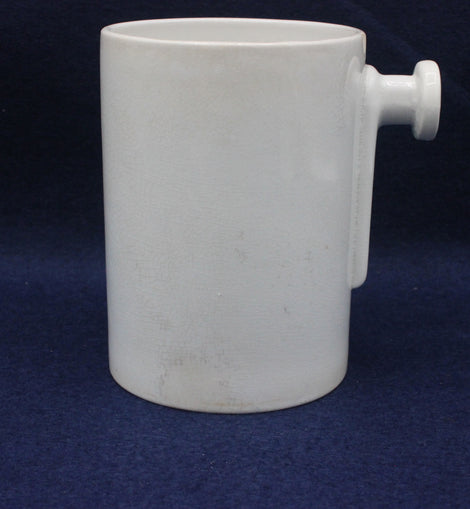 Vintage Tall White Tankard Mug with Ornate Handle