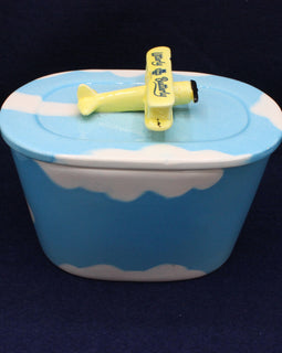 Vintage Utterly Butterly Sky and Biplane Butter Dish