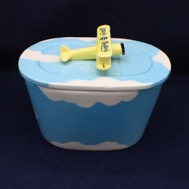Vintage Utterly Butterly Sky and Biplane Butter Dish