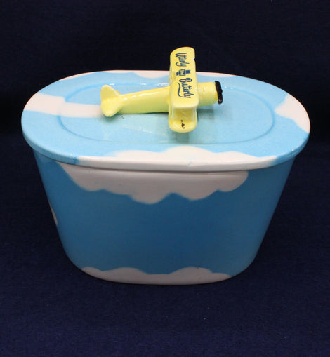 Vintage Utterly Butterly Sky and Biplane Butter Dish