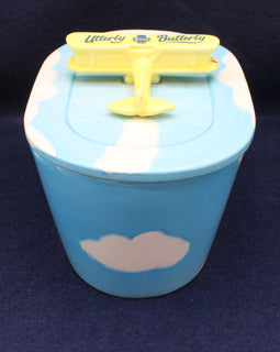 Vintage Utterly Butterly Sky and Biplane Butter Dish