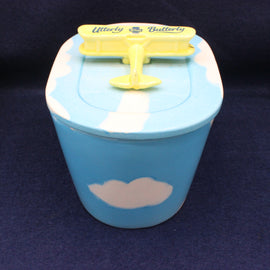 Vintage Utterly Butterly Sky and Biplane Butter Dish