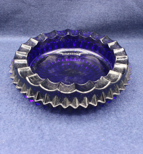 Vintage Blue Glass Ash Tray