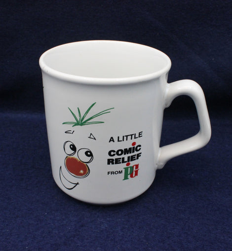 PG Tips Comic Relief Mug on a blue background