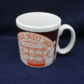 Mug with 'Old Sweet Shop' design on a dark blue background