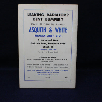 Vintage advertisement for Asquith & White Radiators Ltd on a dark background