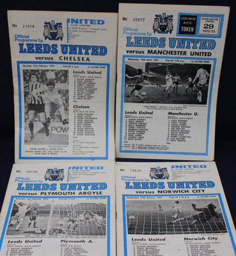 Four Leeds United Football Leage Programmes 1973