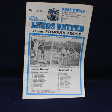 Vintage football programme for Leeds United vs Plymouth Argyle match