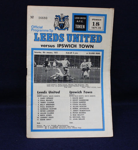 Four Leeds United Football Programmes 1972
