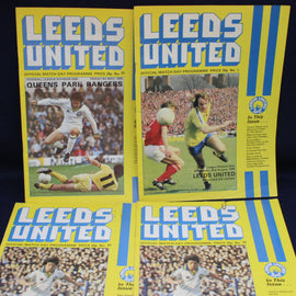 Four Leeds United football match day programmes from the 1970s.