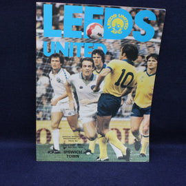 Vintage Leeds United football match programme cover with players and text