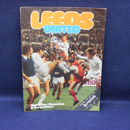 Leeds United match day magazine and programme on a blue background