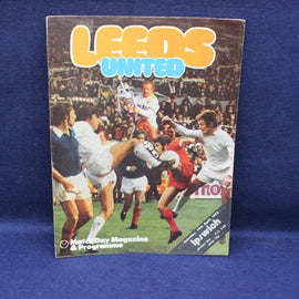 Leeds United match day magazine and programme on a blue background