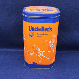 Uncle Ben's rice packaging on a blue background