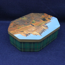 Octagonal box with a scenic lid on a blue background