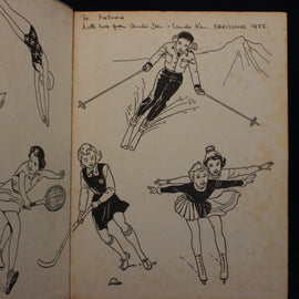 Illustrations of people engaging in various activities on a vintage page.