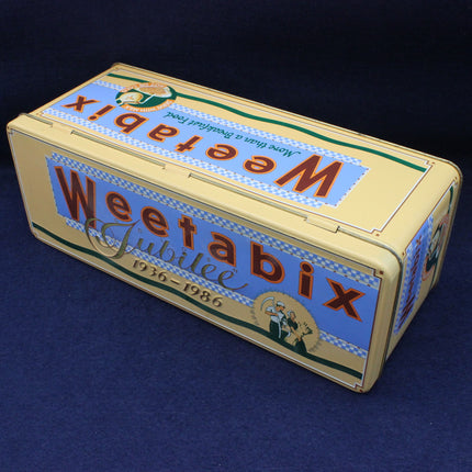Weetabix Jubilee tin on a dark blue background