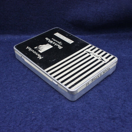 25 black and white cigarettes tin