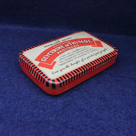 Red and black box with a label on a blue background