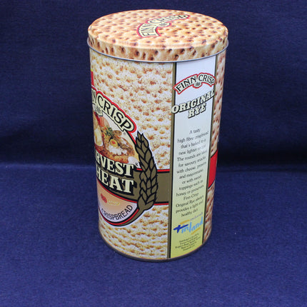 Finn crisp matzo canister on a blue background