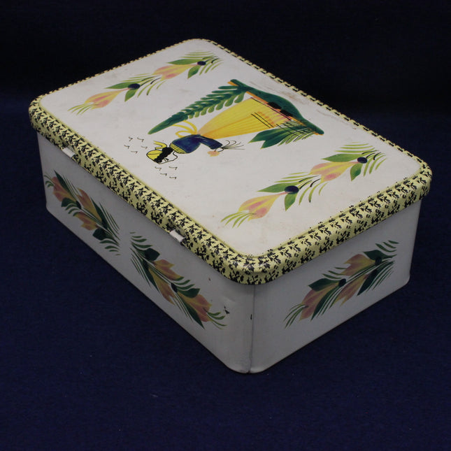 Decorative box with colorful design on a dark background